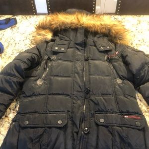 Women's Black Fur-Trimmed Parka